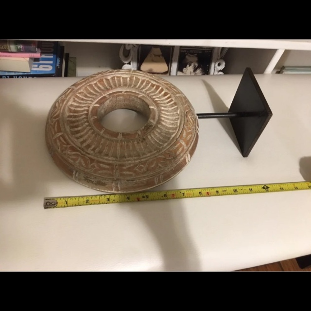 Round Carved Wood Sculpture - Picture 7 of 9